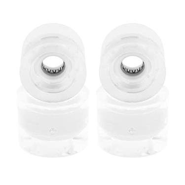 Imagem de Pacote com 4 rodas de skate longboard para crianças, rodas flash de 60 mm 78A, material PU, para andar de rua, skate elétrico, mini cruiser, rolamento ABEC-9, substituição - branco