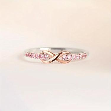 Imagem de Chic Infinity Rings Micro Pavimentada Zircônia Anel de compromisso para mulheres, uso diário, casual, festa, presente de Dia dos Namorados, 8, Cobre, Zircônia cúbica