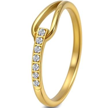 Imagem de Jude Jewelers Anel de aço inoxidável estilo eternidade casamento noivado compromisso aniversário declaração anel, Metal, Sem pedra preciosa