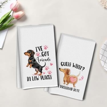 Imagem de 2 peças de toalhas de cozinha fofas para cães, toalha de mão de chá super absorvente, panos de prato de microfibra para secar pratos, toalhas de waffle para cozinha, banheiro, presentes para amantes