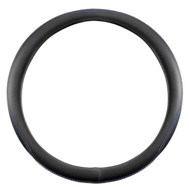Imagem de Capa de volante, universal de 38 cm, protetor de volante de couro sintético, antiderrapante, respirável e compatível com aquecimento para carros, caminhões, SUVs, vans