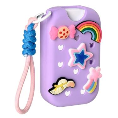 Imagem de Addoklm Capa de silicone Mist compatível com frasco de spray desinfetante para as mãos Touchland Crocs (adequado para 1 FL OZ/30 mL Ver), com 5 pingentes e acessório de chaveiro (Roxo)