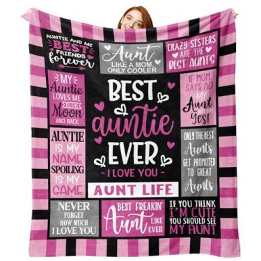 Imagem de Zzkol Best Aunt Ever Gifts from Niece Nephew Flanela, Ideias de Aniversário de Tia Favorita, Presente de Dia das Mães para Mulheres, Cobertores Macios para Cama Sofá 127 cm x 152 cm