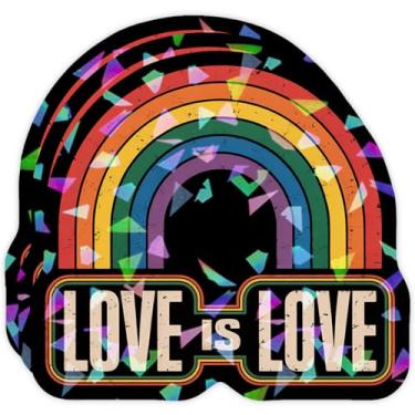 Imagem de (3 peças) Love is Love Rainbow LGBTQ Pride Day adesivo holográfico presentes decalque LGBT para laptop, garrafa de água, telefone, carro, capacete, 7,6 cm
