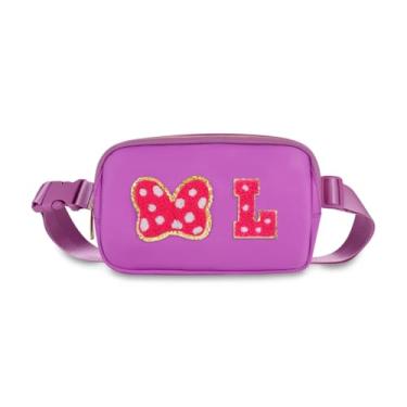 Imagem de Pochete com laço de mouse com letra inicial, presentes fofos de aniversário de Natal para meninas, filhas, mulheres, bolsa transversal à prova d'água para meninas, bolsa de cinto personalizada para