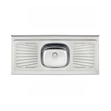 Imagem de Pia de Cozinha Inox 1,20m/1,05m com Válvula New e Cuba Central(105m x 0,52m)