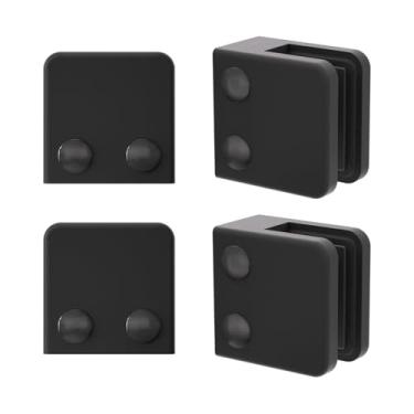 Imagem de Braçadeira de vidro - Aço inoxidável 304/316 Flat Back Square 1/10.2 cm-3/20.3 cm (6 mm-10 mm) Suporte de clipe de vidro temperado polido para corrimão de balaustrada (AISI304-Preto, pacote com 4)