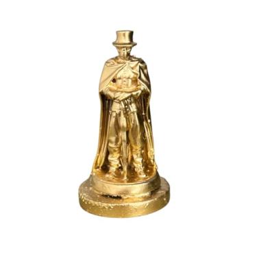 Imagem de Miniatura Religiosa Exu Caveira e Guias em Resina 3D Dourada 5 cm