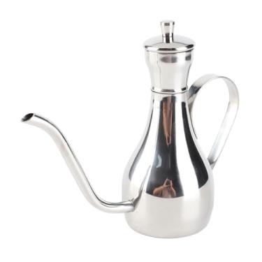 Imagem de Hapivida Dispensador de óleo de aço inoxidável, pote de óleo de cozinha à prova de vazamento com bico curvo de 350 ml, recipiente de azeite de oliva de aço inoxidável 304 para cozinha doméstica