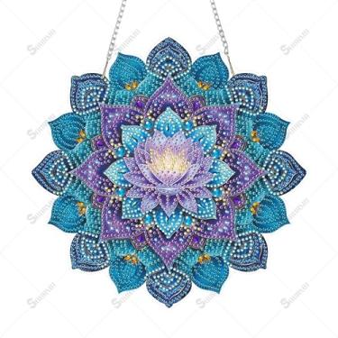 Imagem de SOURMO Kit de pendurar para pintura de arte de diamante, mandala, faça você mesmo, pingente de ornamento de pintura de pedras preciosas, placa acrílica para adultos