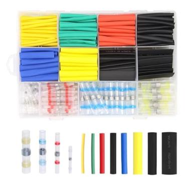 Imagem de 360 peças de conectores elétricos sortidos terminais de fio de vedação de solda termorretrátil e kit de tubulação termorretrátil
