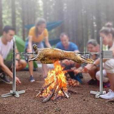 Imagem de JYXYXSCP Churrasqueira elétrica, kit de grelha automática, churrasqueira de aço inoxidável, para cozinhar ao ar livre / 115 x 75 cm