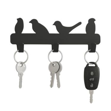 Imagem de Porta Chaves de Parede em Metal Preto com Design de Pássaros – Suporte Decorativo com 3 Ganchos para Chaves, Acessórios e Carteiras – Organização para Hall de Entrada, Sala, Cozinha e Escritório