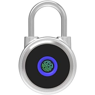 Imagem de Cadeado de impressão digital, cadeado inteligente, cadeado anti-roubo de toque, IP65 à prova d'água para academia, armário, mala, caixa de armário, cerca (prata)