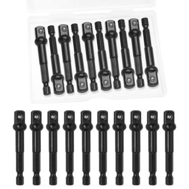 Imagem de Litoexpe Adaptador de impacto de 10 peças, soquete quadrado, adaptador de soquete de broca preto para brocas de extensão de brocas, brocas hexagonais de impacto