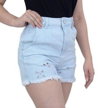 Imagem de Shorts Feminino Disparate Jeans Claro Laser - 44055-Feminino