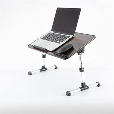 Imagem de Mesa de computador dobrável portátil ajustável mesa de mesa para laptop com ventilador de refrigeração para cama pode ser levantada em pé mesa móvel doméstico (cor: D) (preto)