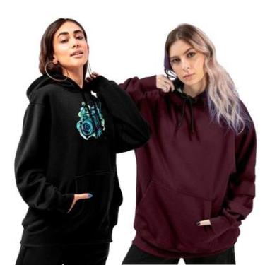 Imagem de Kit 2 Blusas De Moletom Modelo Canguru Com Capuz HYVE Feminino-Feminino