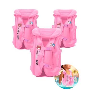 Imagem de Kit 3 Colete Infantil Boia Inflavel Piscina Verão Diversão - M3M, Unic