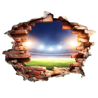 Imagem de SUPERDANT Adesivos de parede 3D Night at the Stadium Futebol Campo de Futebol Adesivo de parede para paredes Adesivo de arte de vinil para quarto sala de jogos decoração presentes para meninos 79,8 x