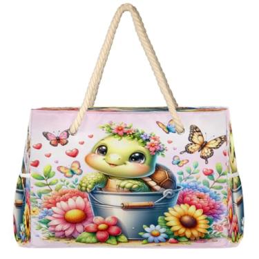 Imagem de hongjinglin Bolsa de praia grande, leve, dobrável, amor, autismo, colorida, bolsa de ombro para piscina, Cor 12, Large