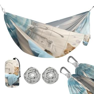 Imagem de ATTX Rede de acampamento para gatos para banheira – Redes leves e portáteis, capacidade de 150 kg para uso interno, caminhadas, mochilão, viagens, quintal, praia #376