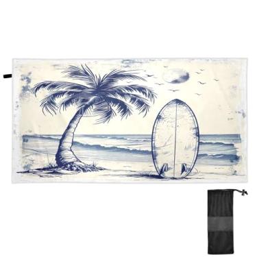 Imagem de Blueangle Toalha de praia para prancha de surfe de palmeira - Toalhas de viagem compactas e leves - Toalha de secagem rápida super absorvente para natação, acampamento e férias (690)