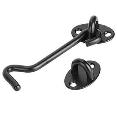 Imagem de YWBL-WH Trava de Gancho de Janela de Aço Inoxidável, Hardware de Cabine Durável Preto para Portas Janelas Com Base Espessada, Gancho de Ventilação de 5,1 pol. para Supermercado de Escritório Doméstico