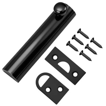 Imagem de Sissatthai Trava de parafuso de superfície de porta 7,6 cm, trava de porta deslizante de latão maciço, fechaduras deslizantes pretas ocultas para portão de cerca de janelas