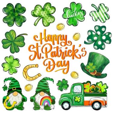 Imagem de JarThenaAMCS 18 peças Ímãs de geladeira Dia de São Patrício adesivos magnéticos trevo verde trevo gnomo caminhão garagem ímã para geladeira irlandesa feriado carro porta de metal caixa de correio
