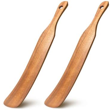 Imagem de Spurtle de madeira para iniciador de massa fermentada, utensílios de cozinha, utensílios de cozinha de teca, chegando ao fundo do frasco, para assar, cozinhar, misturar, chegar ao fundo do frasco