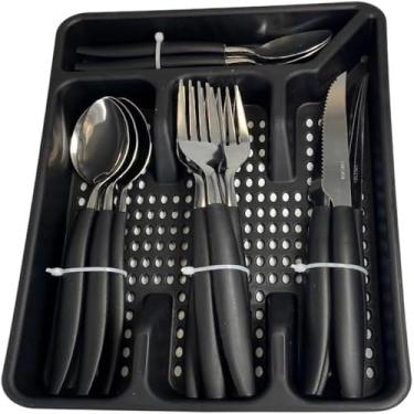 Imagem de Conjunto talheres para servir alimentos, incluindo porta-talheres, duravel