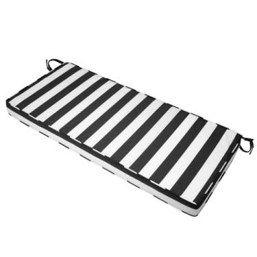 Imagem de Almofada de banco para ambientes externos 121 x 45 x 7,6 cm com laços, almofadas de balanço grossas à prova d'água para varanda de móveis de pátio, almofada de assento de sofá de jardim, enchimento de