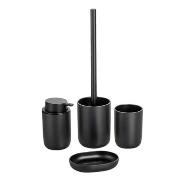 Imagem de Kit Banheiro Dispenser Sabonete Porta Escovas Bandeja Escova Sanitária