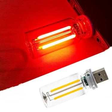 Imagem de Neioaas Lâmpada de carro retrô, luz de carro com controle de toque USB, lâmpada ambiente regulável de LED, mini lâmpada LED portátil para quarto, acampamento, festa, corredor, mesa (vermelho)