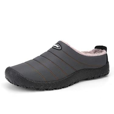 Imagem de UBFEN Pantufas femininas masculinas de espuma viscoelástica, confortável, com forro felpudo sem cadarço, Cinza escuro, 15-16 Women/13-14 Men