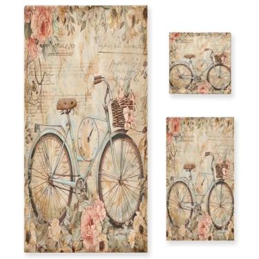 Imagem de xigua Conjunto de toalhas de banheiro de papel de scrapbook vintage absorvente macio 3 peças toalha de banho toalha de mão toalhas decorativas para banheiro, academia, hotel, praia, piscina