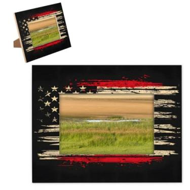 Imagem de hongjinglin Porta-retrato de 28 x 35,5 cm, design de bandeira de madeira, molduras americanas, com tapete, para parede e mesa, para decoração de casa e amigos da família, ideias de presente de