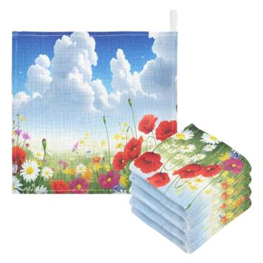 Imagem de Kigai Lindas toalhas de banho de flores e borboletas, 3 peças de toalha absorvente ultra macia, toalha de rosto de banho para recém-nascido, lenços umedecidos naturais reutilizáveis para pele sensível