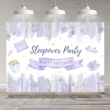 Imagem de Rsuuinu Pano de fundo de feliz aniversário, festa do pijama, roxo para filme, meninas, fundo noturno, para fotografia, festa do pijama, decorações de feliz aniversário, banner para cabine fotográfica