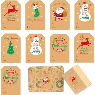 Imagem de Etiquetas adesivas de Natal 120 peças etiquetas de presente de Natal 5 cm x 7,6 cm etiquetas autoadesivas de Natal etiquetas de presente de Natal para embrulho de presentes de Natal