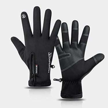 Imagem de Generic Impermeável Inverno Quente à Prova de Tela Sensível Ao Toque Térmica Dedo Cheio Luvas Ciclismo para Correr Acampamento Esqui das Mulheres Dos Homens Neoprene (XL)