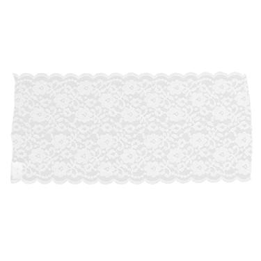 Imagem de Fita de tecido de renda de 7,87 pol. de largura, 10 metros de comprimento, renda de nylon elegante e requintada para festas de casamento, artesanato faça você mesmo, design (Branca)