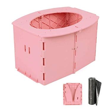 Imagem de ymmsuuie Vaso sanitário dobrável reutilizável para crianças, vaso sanitário dobrável para viagens ao ar livre, acampamento, assento infantil para treinamento de penico (rosa)