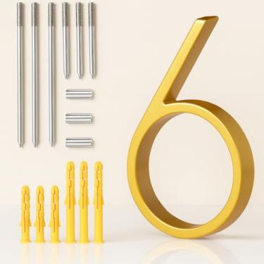 Imagem de Números modernos de casas de 15 cm – números de endereço de liga de zinco resistente com ferragens de montagem totalmente em aço inoxidável – Parafusos extralongos para instalação ultra-segura – À