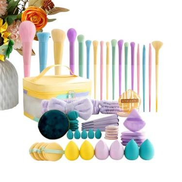 Imagem de Pincéis De Maquiagem,Conjunto De 59 Peças Para Aplicação Portátil | Aplicadores De Maquiagem | Para Pó Solto, Blush, Batom, Base, Sombras, Corretor, Mulheres, Meninas, Adolescentes E