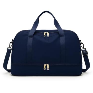 Imagem de Mala De Viagem Desportiva De 30 Litros – Com Bolsos Laterais ImpermeáVeis E AlçAs AjustáVeis, Ideal Para SessõEs De GináSio, NataçãO E Viagens Curtas(Atualizado-Melhor Tecido,Azul Escuro)