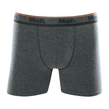 Imagem de Cueca Boxer Longa Mash Masculina Cotton Algodão, P, Cinza mescla grafi