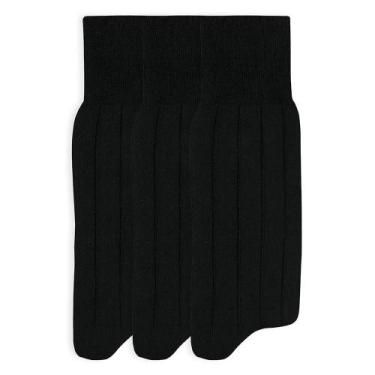 Imagem de Kit 3 Meias Mash Social Cano Longo Algodão Canelada 231.04, Preto