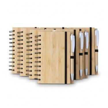 Imagem de Caderno de Anotações com Capa de Bambu, Espiral, 14 x 9 cm, 60 Folhas Pautadas, com Caneta de Bambu e Elástico (10)